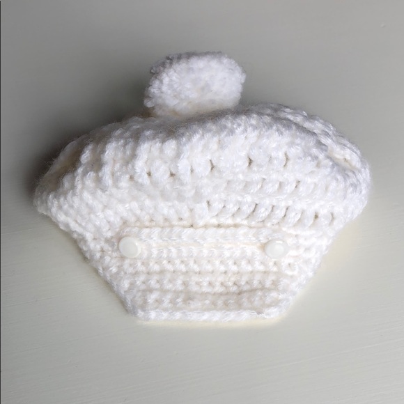 Vintage Cream Knit Baby Newsboy Hat - Picture 2 of 10